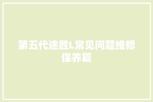 第五代途胜L常见问题维修保养篇