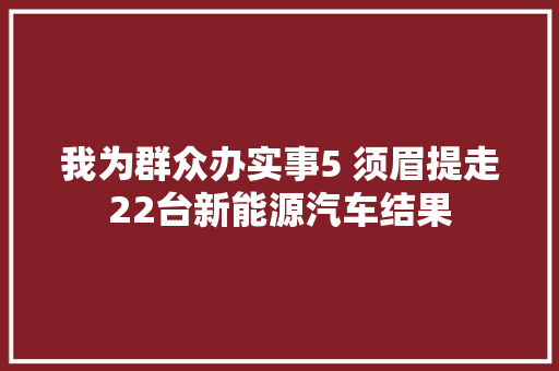 我为群众办实事5 须眉提走22台新能源汽车结果