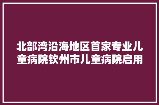 北部湾沿海地区首家专业儿童病院钦州市儿童病院启用