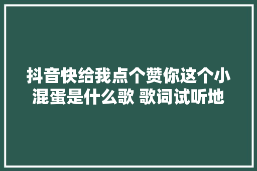 抖音快给我点个赞你这个小混蛋是什么歌 歌词试听地址
