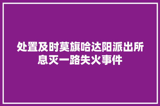 处置及时莫旗哈达阳派出所息灭一路失火事件