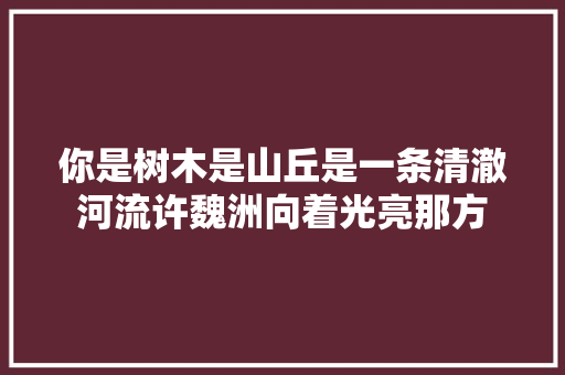 你是树木是山丘是一条清澈河流许魏洲向着光亮那方