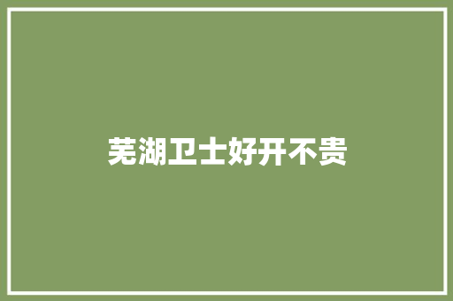 芜湖卫士好开不贵