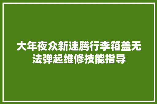 大年夜众新速腾行李箱盖无法弹起维修技能指导