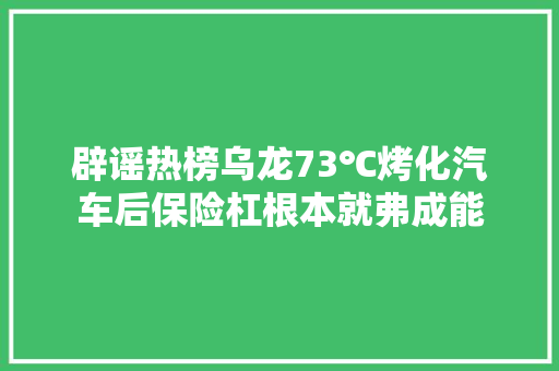 辟谣热榜乌龙73℃烤化汽车后保险杠根本就弗成能