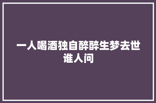 一人喝酒独自醉醉生梦去世谁人问