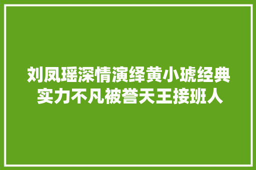 刘凤瑶深情演绎黄小琥经典 实力不凡被誉天王接班人