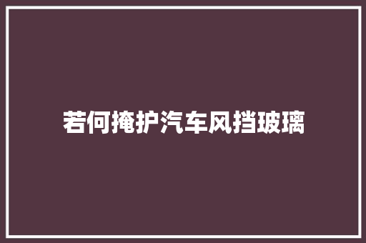若何掩护汽车风挡玻璃  第1张