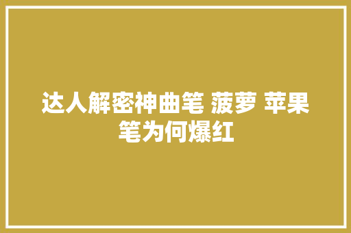 达人解密神曲笔 菠萝 苹果笔为何爆红