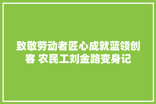 致敬劳动者匠心成就蓝领创客 农民工刘金路变身记