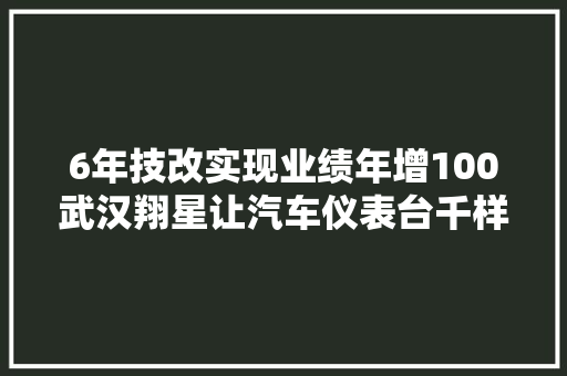 6年技改实现业绩年增100武汉翔星让汽车仪表台千样设备