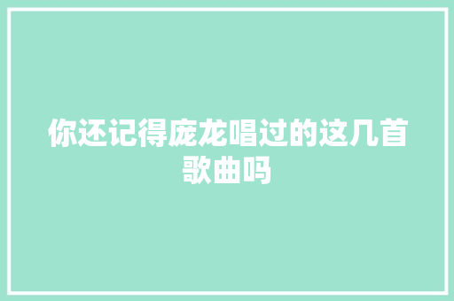 你还记得庞龙唱过的这几首歌曲吗