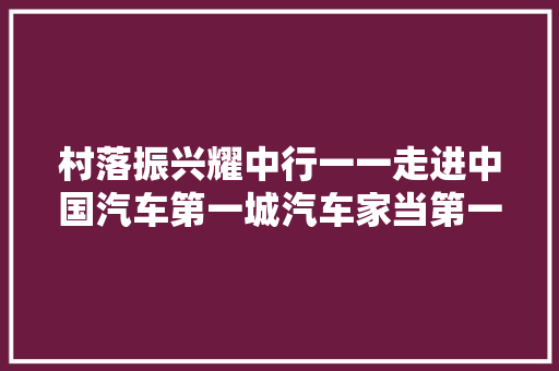 村落振兴耀中行一一走进中国汽车第一城汽车家当第一村