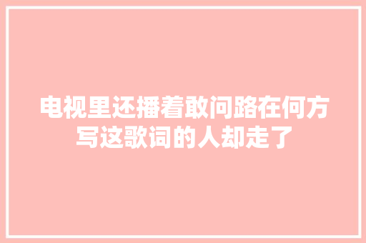 电视里还播着敢问路在何方写这歌词的人却走了