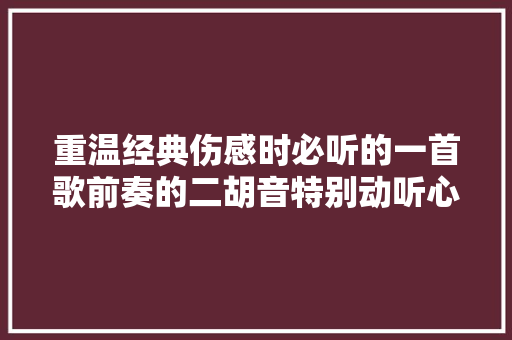 重温经典伤感时必听的一首歌前奏的二胡音特别动听心