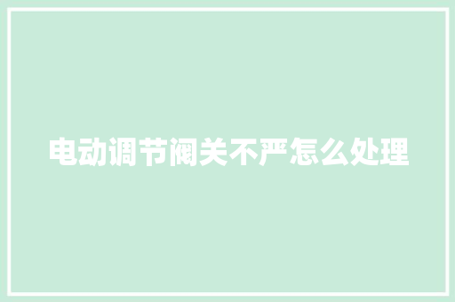 电动调节阀关不严怎么处理