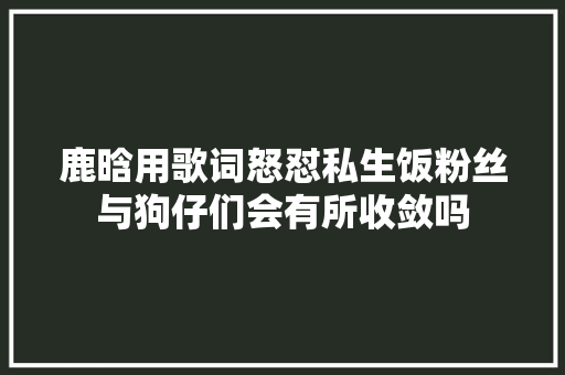 鹿晗用歌词怒怼私生饭粉丝与狗仔们会有所收敛吗