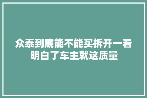 众泰到底能不能买拆开一看明白了车主就这质量