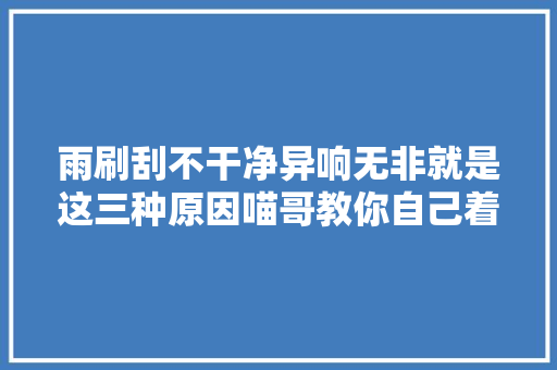 雨刷刮不干净异响无非就是这三种原因喵哥教你自己着手解决