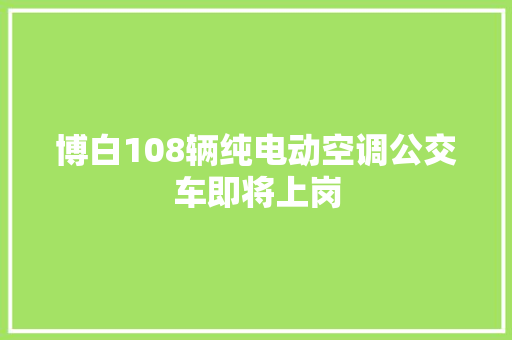 博白108辆纯电动空调公交车即将上岗