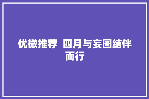 优微推荐  四月与妄图结伴而行