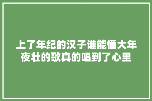 上了年纪的汉子谁能懂大年夜壮的歌真的唱到了心里