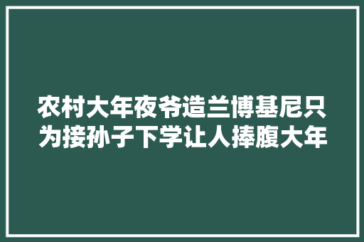 农村大年夜爷造兰博基尼只为接孙子下学让人捧腹大年夜笑