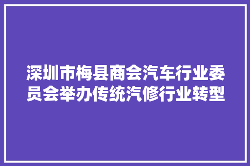 深圳市梅县商会汽车行业委员会举办传统汽修行业转型进级沙龙