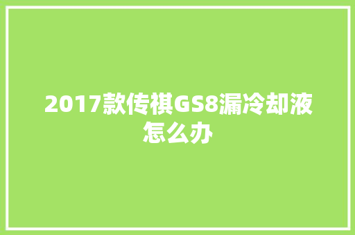 2017款传祺GS8漏冷却液怎么办 汽车知识
