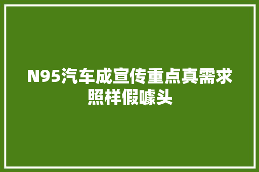 N95汽车成宣传重点真需求照样假噱头