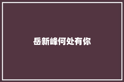 岳新峰何处有你