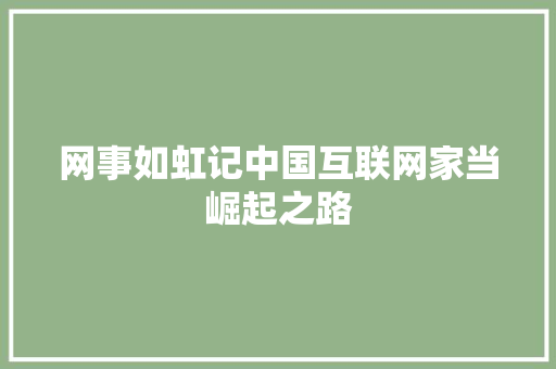 网事如虹记中国互联网家当崛起之路