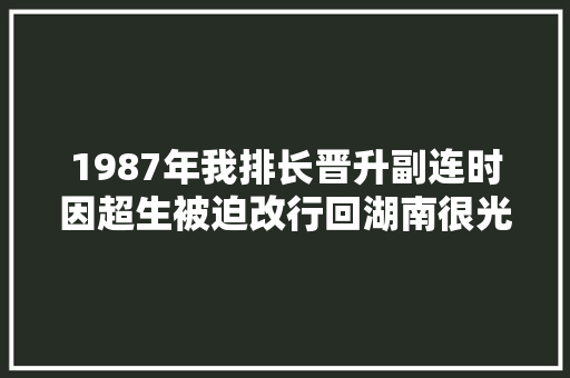 1987年我排长晋升副连时因超生被迫改行回湖南很光彩那次选择
