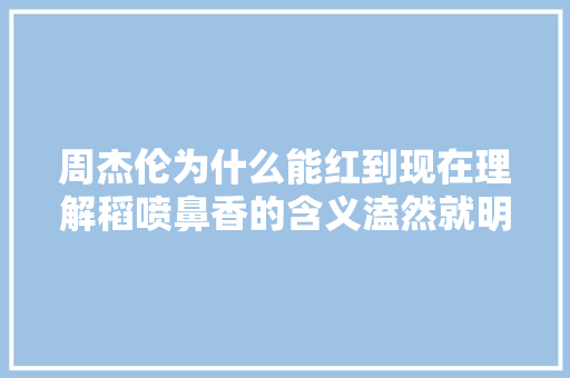 周杰伦为什么能红到现在理解稻喷鼻香的含义溘然就明白了