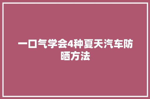 一口气学会4种夏天汽车防晒方法