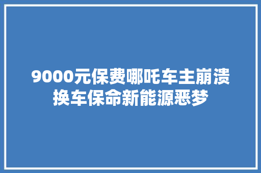 9000元保费哪吒车主崩溃换车保命新能源恶梦