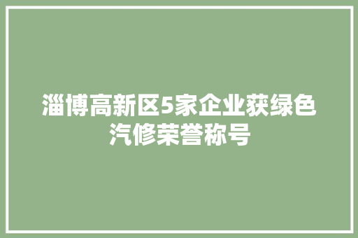 淄博高新区5家企业获绿色汽修荣誉称号