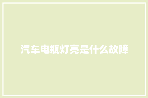 汽车电瓶灯亮是什么故障
