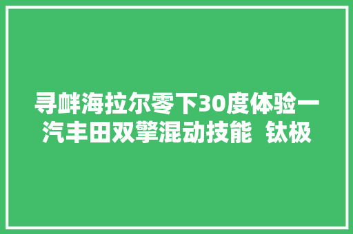 寻衅海拉尔零下30度体验一汽丰田双擎混动技能  钛极客