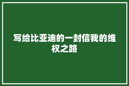 写给比亚迪的一封信我的维权之路