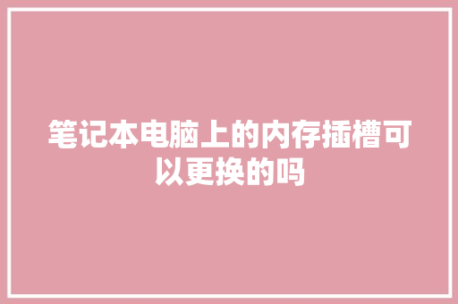 笔记本电脑上的内存插槽可以更换的吗