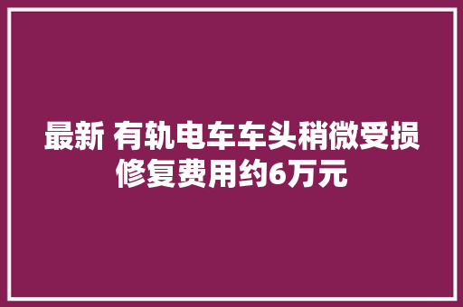 最新 有轨电车车头稍微受损修复费用约6万元 汽车知识