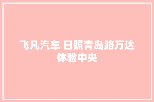 飞凡汽车 日照青岛路万达体验中央