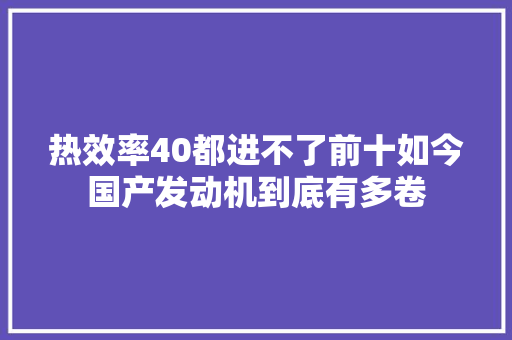 热效率40都进不了前十如今国产发动机到底有多卷