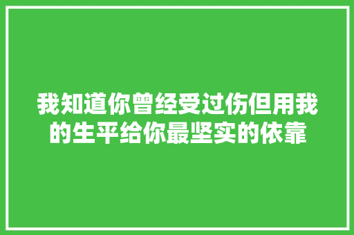 我知道你曾经受过伤但用我的生平给你最坚实的依靠