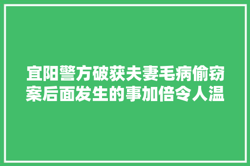 宜阳警方破获夫妻毛病偷窃案后面发生的事加倍令人温暖