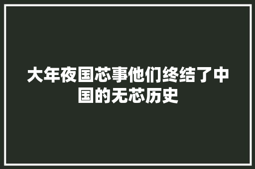 大年夜国芯事他们终结了中国的无芯历史