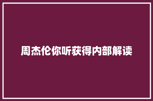 周杰伦你听获得内部解读