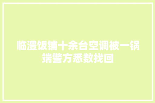 临澧饭铺十余台空调被一锅端警方悉数找回