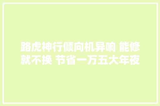 路虎神行倾向机异响 能修就不换 节省一万五大年夜同吉普汽服